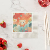 Schattigee servetten met een beer met oranje abstr (Insitu)