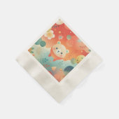 Schattigee servetten met een beer met oranje abstr (Hoek)