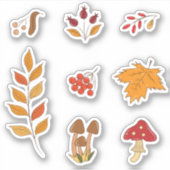 Schattigee set herfst planten en bladeren stickers (Voorkant)