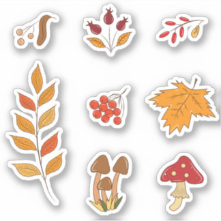 Schattigee set herfst planten en bladeren stickers