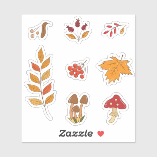 Schattigee set herfst planten en bladeren stickers (Vel)