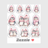 Schattigee set pinguïns aangepaste Sticker (Vel)