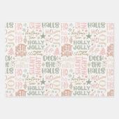 Schattigee set roze en salie groene kerst inpakpapier vel (Voorkant)