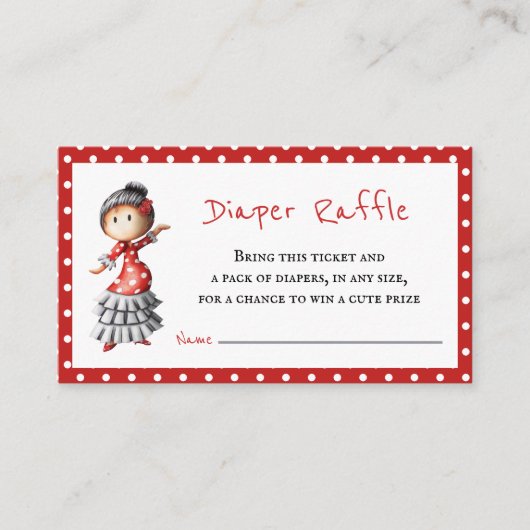 Schattigee Sevillana Baby shower Luier Raffle Informatiekaartje (Voorkant)