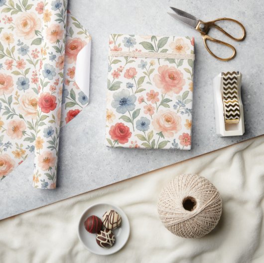 Schattigee Shabby Chic Franse Floral Art Pattern Cadeaupapier (Crafts)