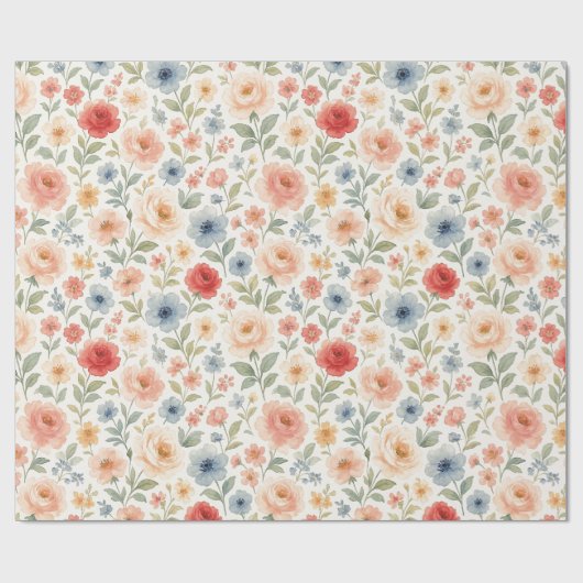 Schattigee Shabby Chic Franse Floral Art Pattern Cadeaupapier (Vlak)