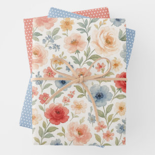 Schattigee Shabby Chic Franse Floral Art Pattern Inpakpapier Vel