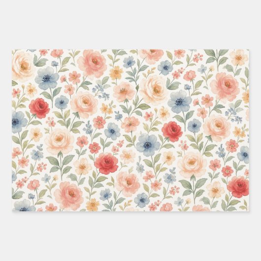 Schattigee Shabby Chic Franse Floral Art Pattern Inpakpapier Vel (Voorkant)