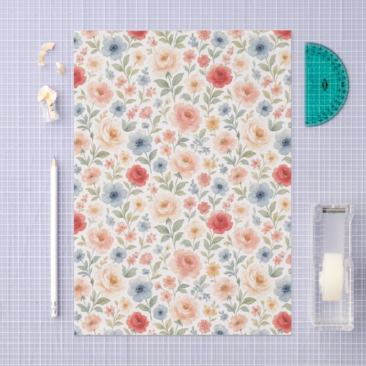 Schattigee Shabby Chic Franse Floral Art Pattern Tissuepapier (Craft)