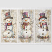 Schattigee Shabby Chic Snowmen Bourgogne AL6 Decou Tissuepapier (Voorkant)