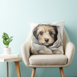 SCHATTIGEE SHAGGY TAN PUPPY ONDER DEKEN KUSSEN