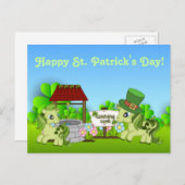 Schattigee Shamrock pony's Happy St. Patrick's Day Briefkaart (Voorkant / Achterkant)