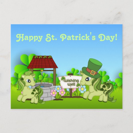 Schattigee Shamrock pony's Happy St. Patrick's Day Briefkaart (Voorkant)