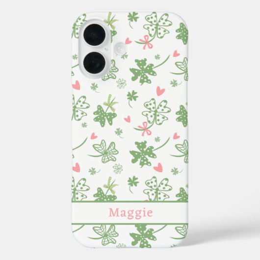 Schattigee Shamrocks met Roze Bogen en Harten Case-Mate iPhone Case (Achterkant)