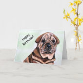 Schattigee Shar Pei Dog Happy Birthday Kaart (Gele Bloem)