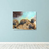 Schattigee Shar pei puppies Canvas Afdruk (Insitu (Houten vloer))