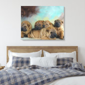 Schattigee Shar pei puppies Canvas Afdruk (Insitu (Slaapkamer))