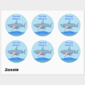 Schattigee Shark Custom Bookplate Sjabloon voor ki Ronde Sticker (Vel)