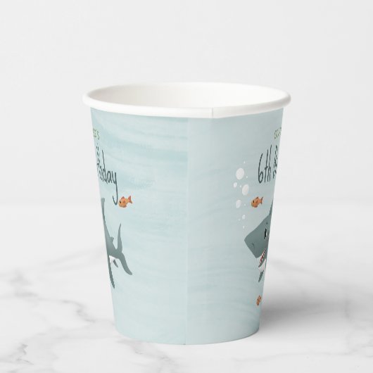 Schattigee Shark Ocean verjaardagsjongens Papieren Bekers (Rechts)
