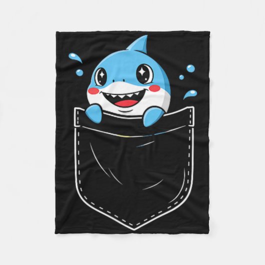Schattigee Shark Pocket Meme Grappig Fleece Deken (Voorkant)