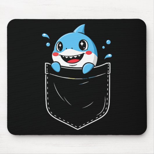 Schattigee Shark Pocket Meme Grappig Muismat (Voorkant)