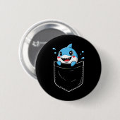 Schattigee Shark Pocket Meme Grappig Ronde Button 5,7 Cm (Voorkant /achterkant)