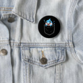 Schattigee Shark Pocket Meme Grappig Ronde Button 5,7 Cm (In situ)
