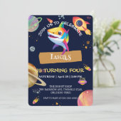 Schattigee Shark regenboog Galaxy ruimte verjaarda Kaart (Staand voorkant)