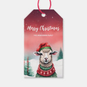 Schattigee Sheep Lama Kerstfeest kind Cadeaulabel (Voorkant)