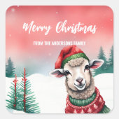 Schattigee Sheep Lama Kerstfeest kind Vierkante Sticker (Voorkant)