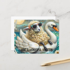 Schattigee Sheep Swan Floatie hebben een heerlijke Briefkaart