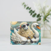 Schattigee Sheep Swan Floatie hebben een heerlijke Briefkaart (Staand voorkant)