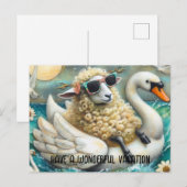 Schattigee Sheep Swan Floatie hebben een heerlijke Briefkaart (Voorkant / Achterkant)