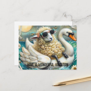 Schattigee Sheep Swan Floatie hebben een heerlijke Briefkaart