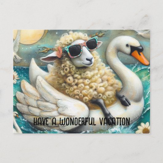 Schattigee Sheep Swan Floatie hebben een heerlijke Briefkaart (Voorkant)