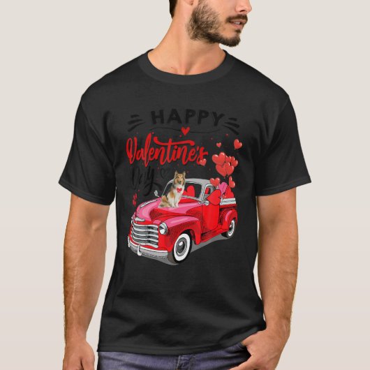 Schattigee Sheltie Dog Rode Vrachtwagen Happy Vale T-shirt (Voorkant)