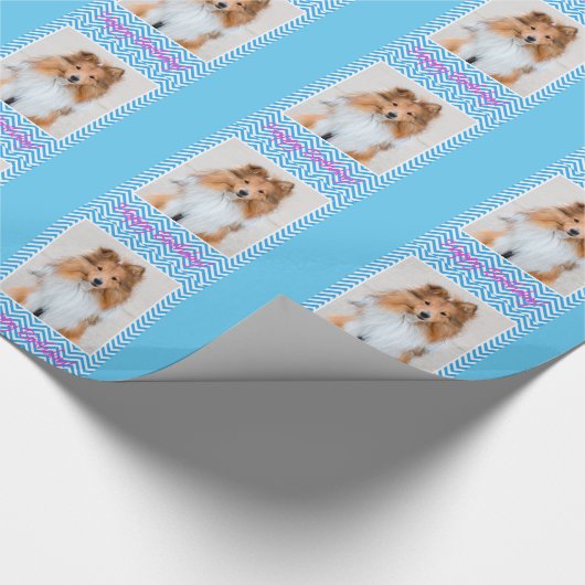 Schattigee Sheltie Shetland Sheepdog Happy Birthda Cadeaupapier (Hoek)