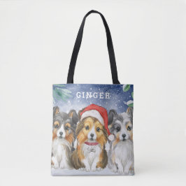 Schattigee Shelties in de sneeuw | Gepersonaliseer Tote Bag