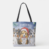 Schattigee Shelties in de sneeuw | Gepersonaliseer Tote Bag (Achterkant)