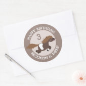 Schattigee Shetland pony gepersonaliseerde cartoon Ronde Sticker (Envelop)