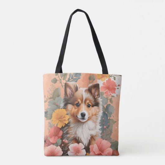 Schattigee Shetland Sheepdog Puppy Tote Bag (Achterkant)