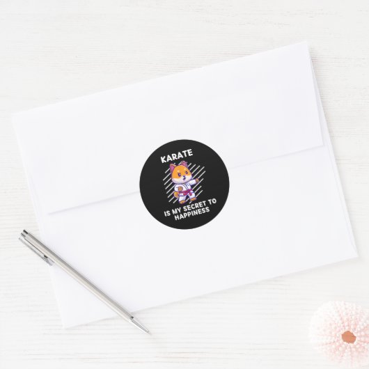 Schattigee Shi Inu Karate is mijn geheim voor Happ Ronde Sticker (Envelop)