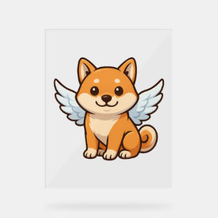 Schattigee Shiba Inu engel cartoon hondengeluk Acryl Bord