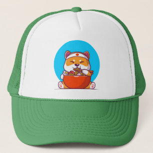 Schattigee Shiba Inu Eten Ramen Noodle Cartoon-230 Trucker Pet