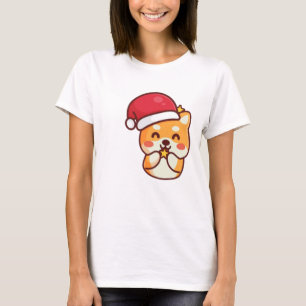 Schattigee Shiba Inu Glimlachend met Xmas Pet T-shirt