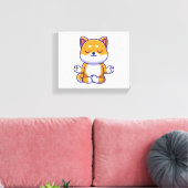 Schattigee shiba inu hond doen yoga meditatie cart canvas afdruk (Insitu (Woonkamer))