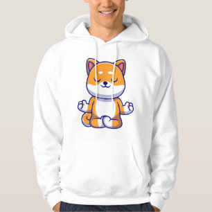 Schattigee shiba inu hond doen yoga meditatie cart hoodie