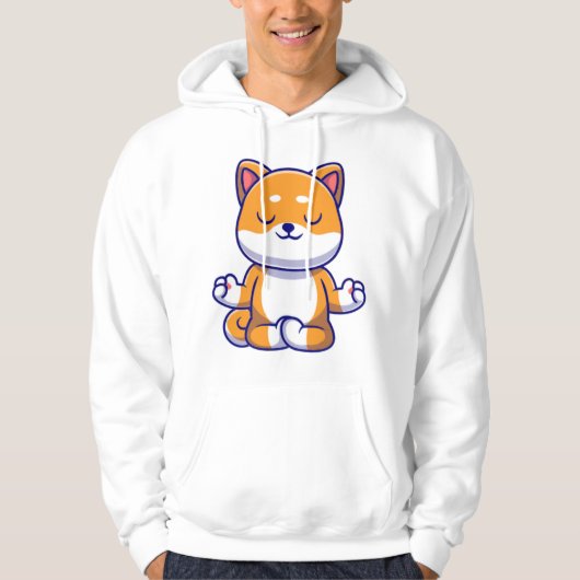 Schattigee shiba inu hond doen yoga meditatie cart hoodie (Voorkant)