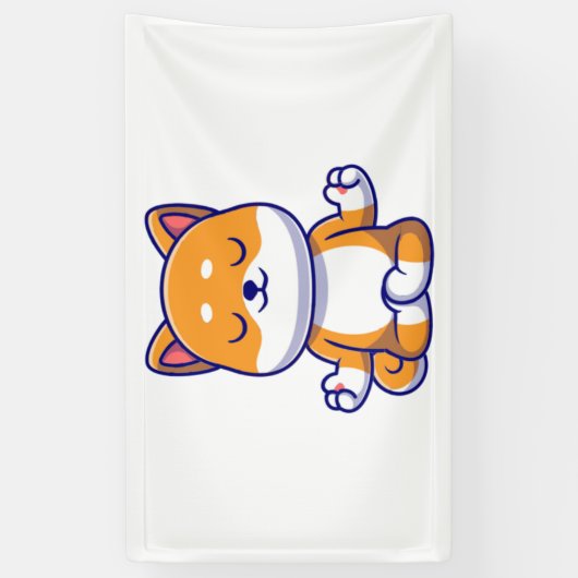 Schattigee shiba inu hond doen yoga meditatie cart spandoek (Verticaal)