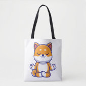Schattigee shiba inu hond doen yoga meditatie cart tote bag (Voorkant)